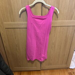 Pink square neck mini dress